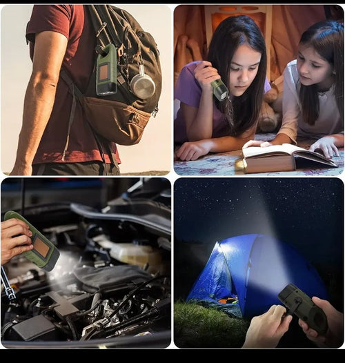 Emergency Rechargeable Solar LED Flashlight with Hand Crank